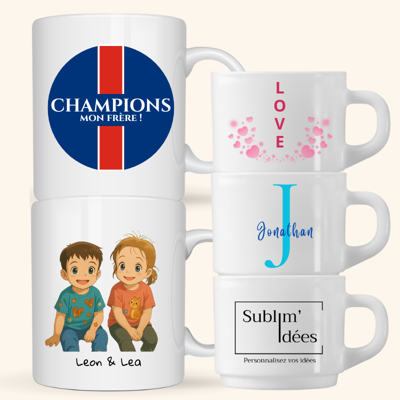 Mug personnalisé 300 ml et 170 ml avec photo, texte ou illustration