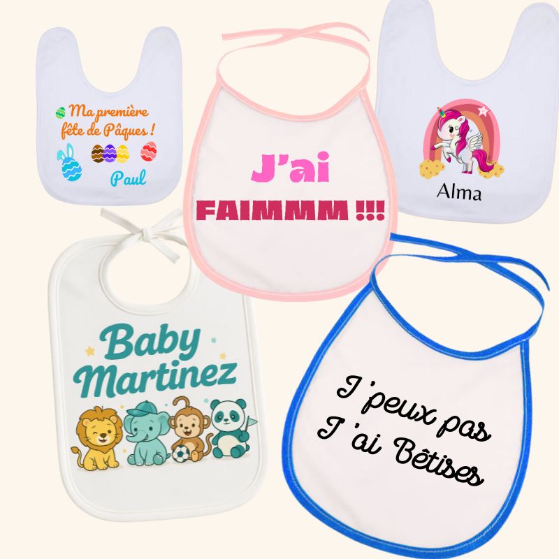 Bavoir personnalisé avec photo et texte