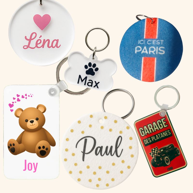 Porte-clé personnalisé avec photo et texte