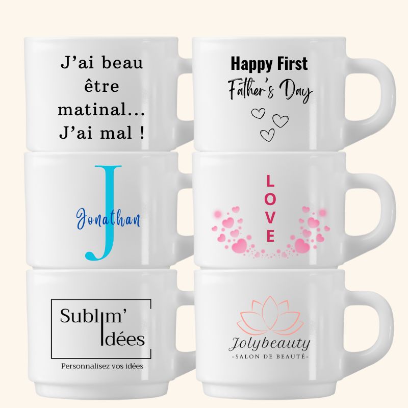 Tasse personnalisée 170 ml avec message et pictogramme