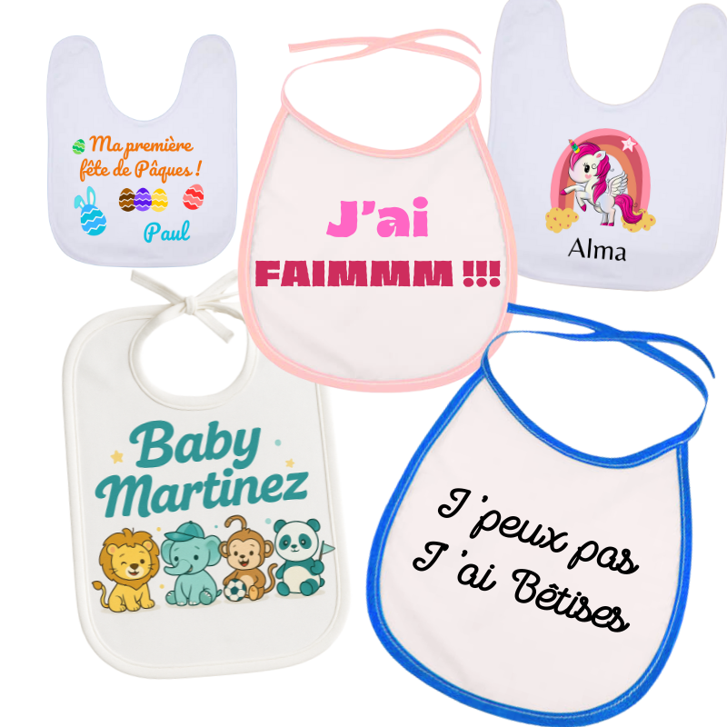 Bavoir personnalisé avec photo et texte