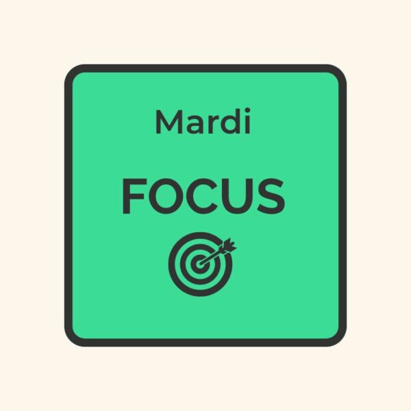 Dessous de verre mardi avec texte FOCUS et pictogramme cible
