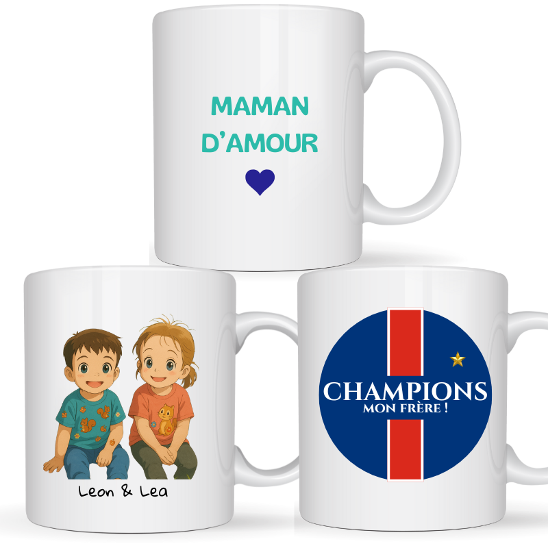 Mug blanc de 300 ml personnalisé avec photo et texte