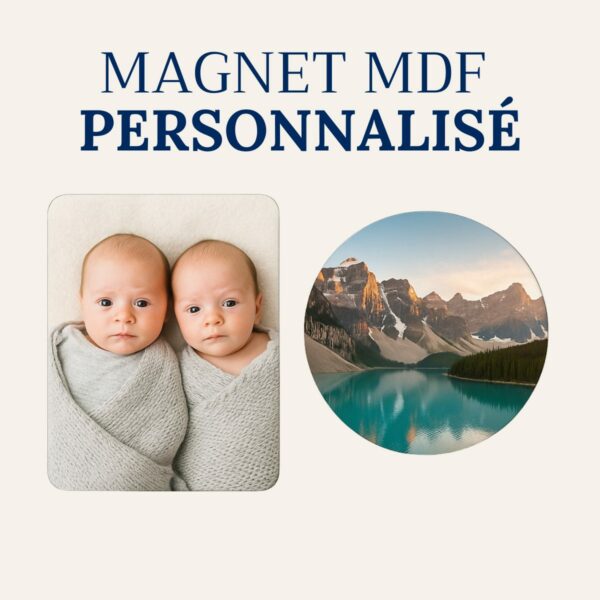 Magnet en MDF personnalisé, format rectangulaire ou rond, impression recto