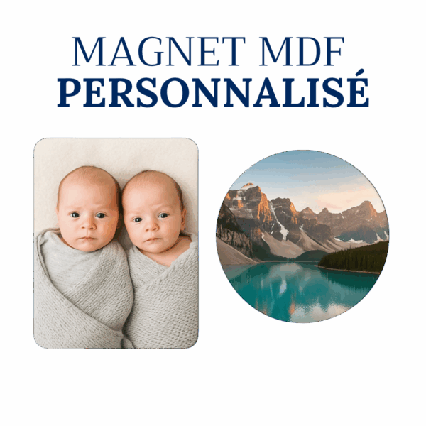 Magnet en MDF personnalisé, format rectangulaire ou rond, impression recto
