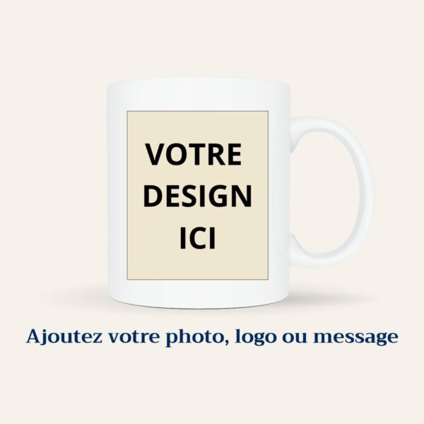 Mug personnalisable avec photo, logo ou texte au recto, recto-verso ou en bandeau panoramique