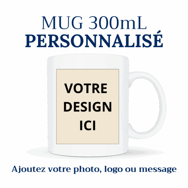 Mug personnalisable avec photo, logo ou texte au recto, recto-verso ou en bandeau panoramique