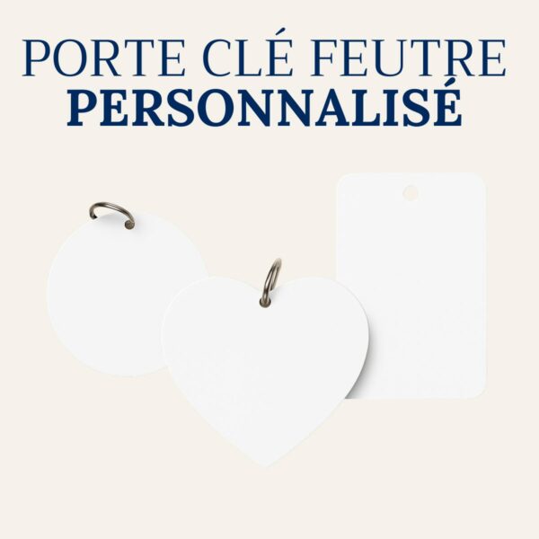 Porte-clé feutre personnalisé – 3 modèles (rond, cœur, rectangle) par Sublim’Idées