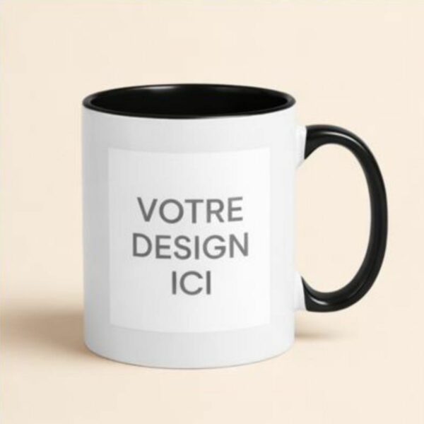 Mug personnalisable noir avec photo ou message – mug sur mesure Sublim’Idées
