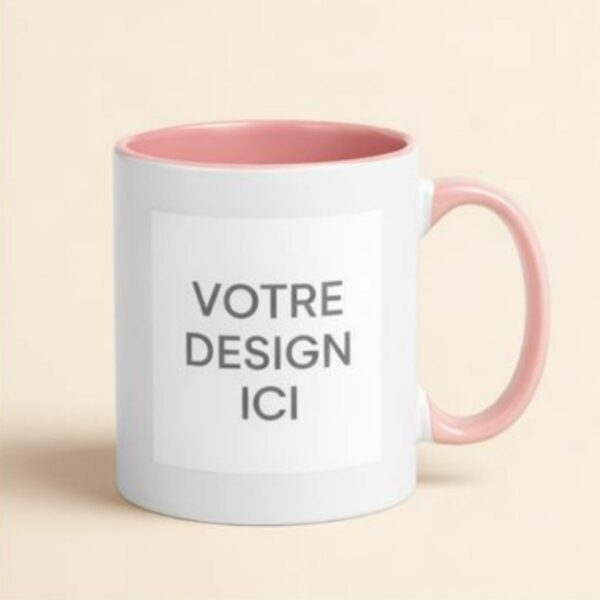 Mug personnalisable rose avec photo, logo ou message – idée cadeau Sublim’Idées