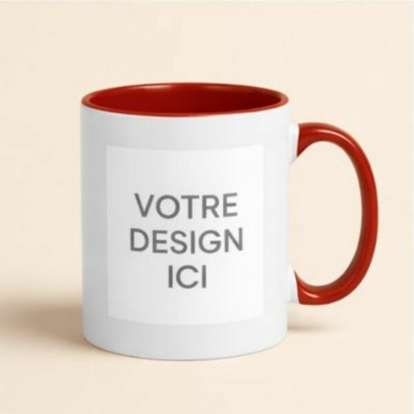 Mug personnalisable rouge avec zone d’impression pour design personnalisé – Sublim’Idées