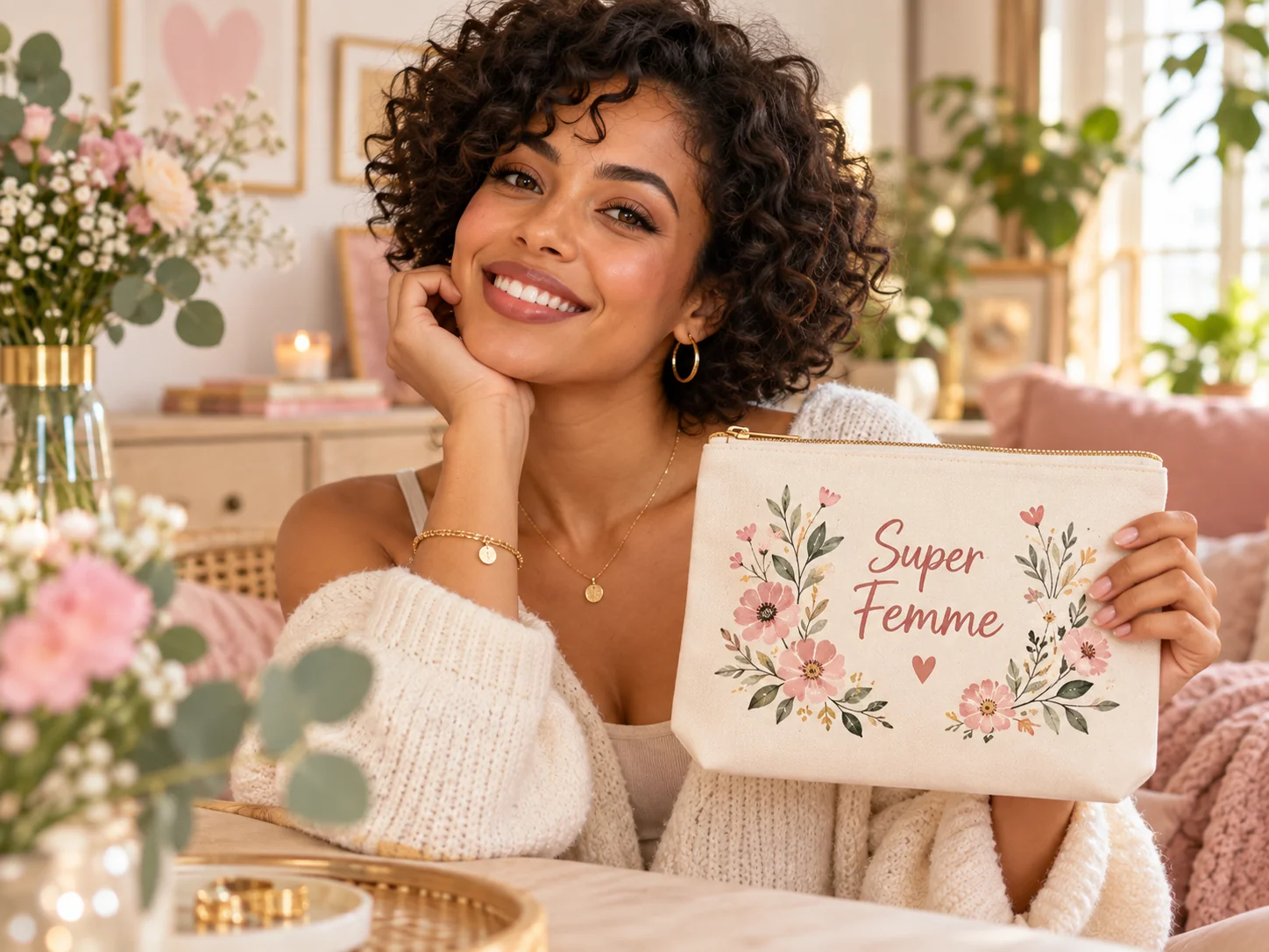 Femme avec une trousse personnalisée Super Femme
