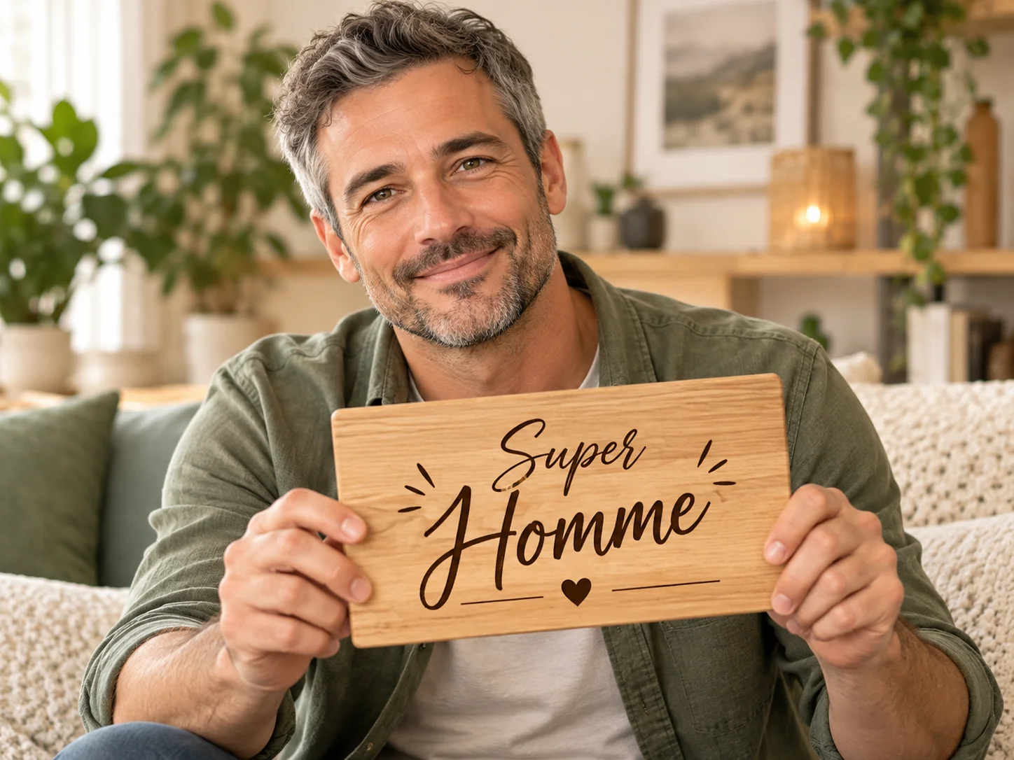 Homme avec une plaque personnalisée Super Homme