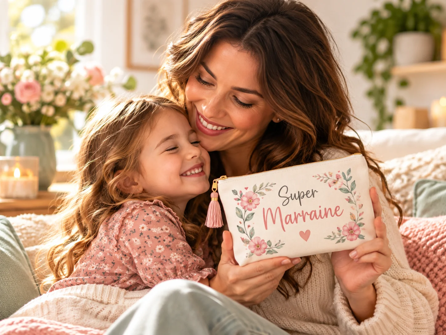 Marraine avec une trousse personnalisée Super Marraine
