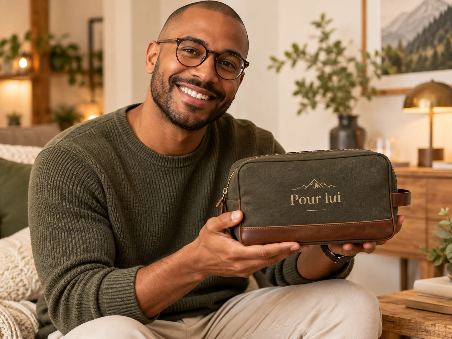 Homme avec une trousse personnalisée Pour lui
