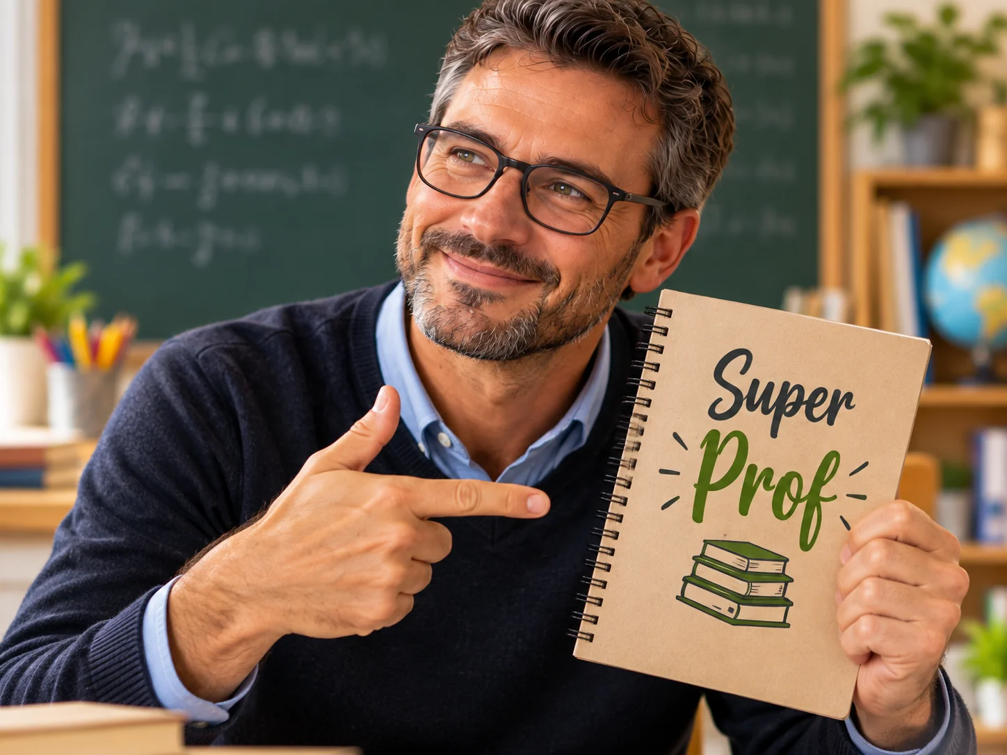 Professeur avec un carnet personnalisé Super Prof